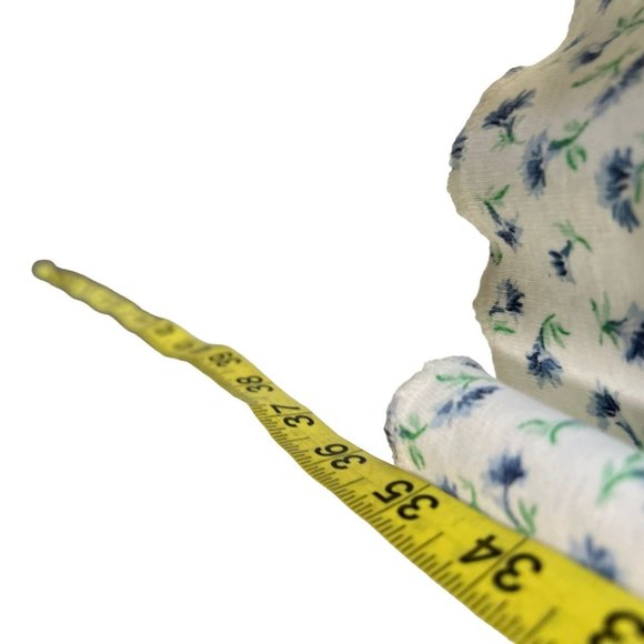 Vintage 90s White Blue Micro Floral Spaghetti Strap Knee Length Dress Medium - Picture 5 of 8